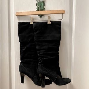Nine West Black Suede Heeled Boots Size 9.5